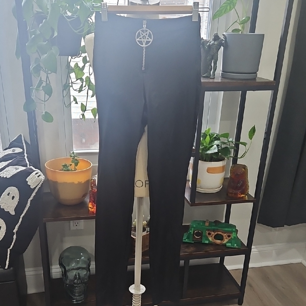 Killstar Black Skinny   with Pentagram Zipper